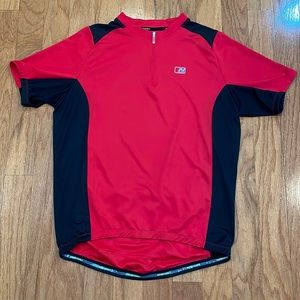 Nishiki Mens Size Large Cycling Top Red Black Short Sleeves Back Pockets
